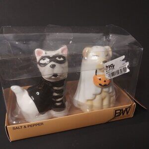 Halloween Ghost Dog & Skellington Dog Salt & Pepper